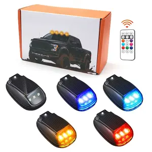Car Solar Roof Strobe Light No Drill Wireless With Remote Control Color-Changing Cab Signal Lamp Warning Anti-Collision Pilot Light for Car Truck SUV