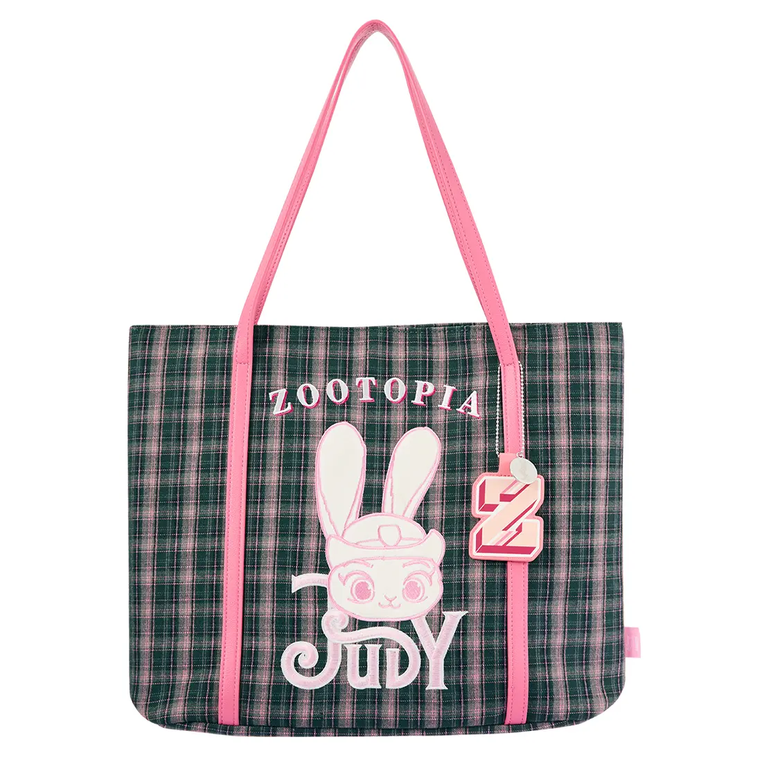 Disney Zootopia Judy Hopps Women's Tote Bag - Vintage Checkered Pattern, Large Capacity with Embroidery, for Travel & Back to School, Checkered Pattern Bag