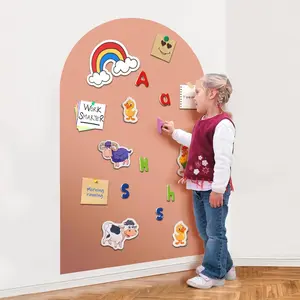 Magnetic Wall Decal Arch, 31" x 39" Magnetic Chalk Board Sticker for Kids, Playroom, Home（Milk Tea） wall  decals