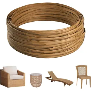 130 Ft Wicker Repair Supplies, Wicker Repair Kit, Plastic Rattan Material for Patio Chair Repair Flat Wicker Furniture Repair Replacement (Light  Grain)