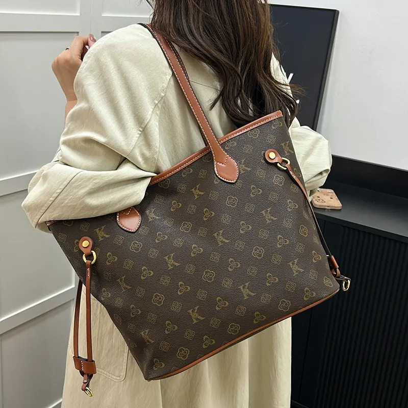 Women's Large-Capacity Monogram Tote Bag – 2026 New Stylish & Versatile Commuter Handbag (Shoulder/Crossbody)