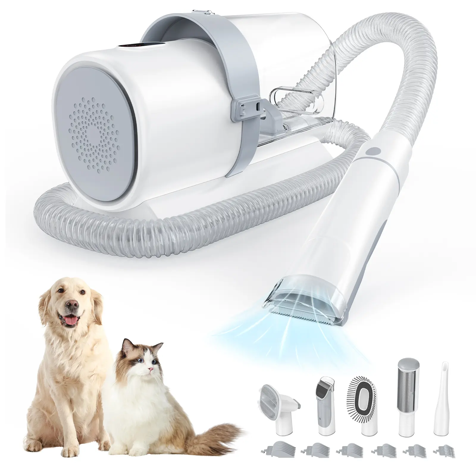 Professional Pet Grooming Vacuum Kit with Cordless Low-Noise Dog Clippers, 5 Groomer Tools, and Grooming Accessories for Cats & Dogs, Grooming Products