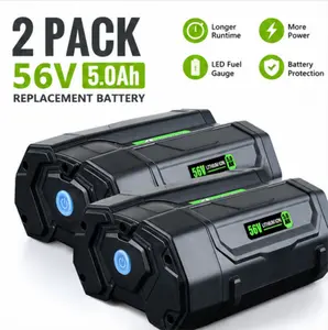 2 pack EGO Power+ Battery 56V 5.0Ah Replacement 2-Pack, Compatible with BA1400T BA2800T BA4200T BA5600T Cordless Power Tools, LED Fuel Gauge Included