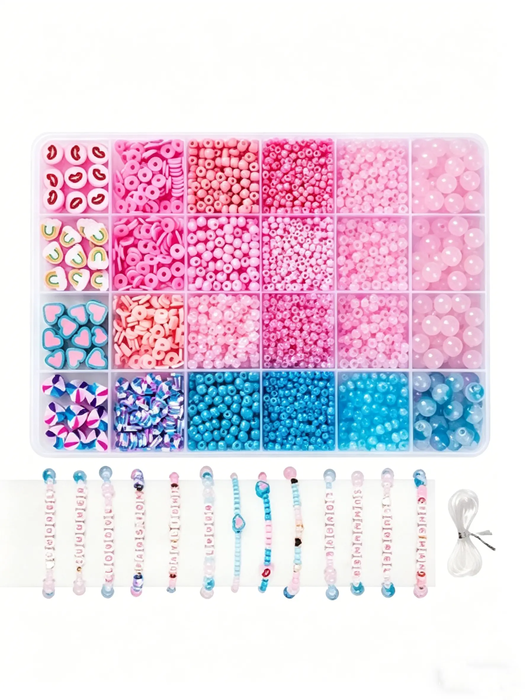 Lover Theme Friendship Bracelet Jewelry Kit, DIY Beading Set with Polymer Clay, Glass Beads, Seed Beads, Heart Charms, Gift for Girls, Beading Kits