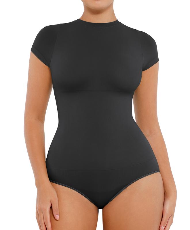 FeelinGirl Women's Crew Neck Cloud Bodysuits Fashion Short Sleeve Tops Stretch Basic Body Suit T Shirts Fit Comfortable Springtok