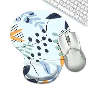 Boho Abstract Art Ergonomic Mouse Pad with Wrist Rest, Minimalist Non-Slip Gaming Mouse Pad, Geometric Floral Mouse Mat for Laptop, Office, Computer, Pain Relief Memory Foam Desk Pad