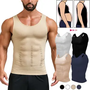 Men's Compression Shirt Tummy Control Vest Seamless Gynecomastia Shirt Body Shaper Tank Top Shapewear
