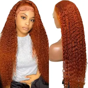 Nervoss Deeman 30Inch Ginger Orange 13x6 HD Transparent Lace Front Human  Wig for Women, 180% Density Deep Wave, Glueless Pre-Plucked Natural Hairline, Summervibes Extensions Wavy Invisible Hair Tangle-Free
