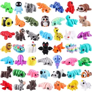50Pcs Mini 3D Printed Animals for Kids Little 3D Printed Figurines for Party Favors Gifts Exchange Flexible Articulated Fidget Toys for Classroom Prize Rewards Goodie Bags