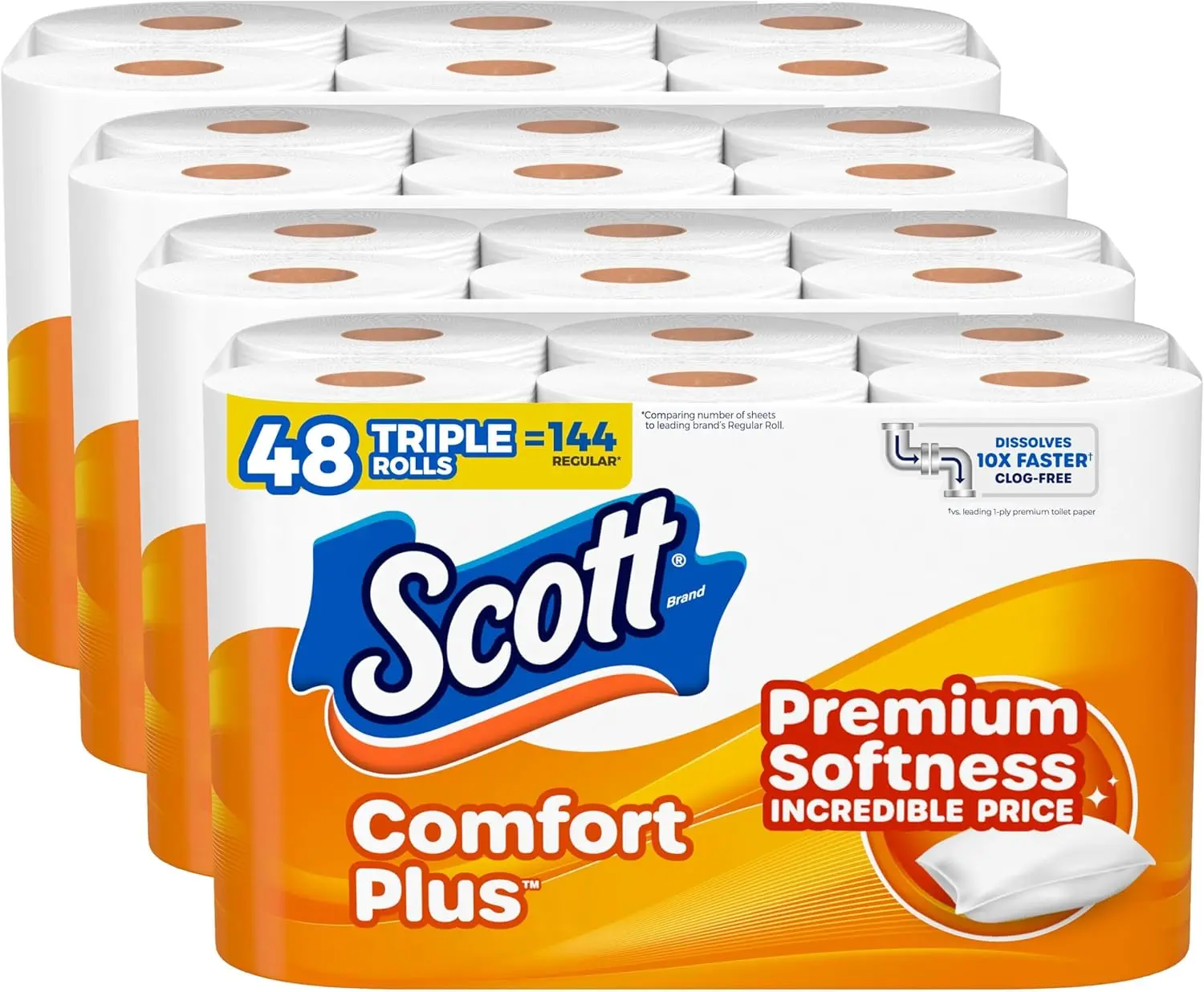Scott ComfortPlus Toilet Paper 48 Family Mega Rolls 352 Sheets Per Roll