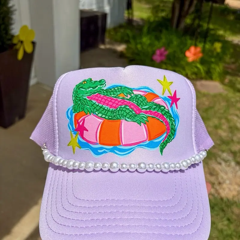 Later Alligator Trucker Hat with Pearl Accents