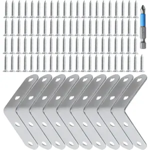 L Shaped Corner Brace - Shelf Brackets: Metal Stainless Steel Lightweight Angle Shelving Support 9 Pack 2 inch with Drywall Screws for  Fixing Build Project Fence Desk Bookshelf Cabinet