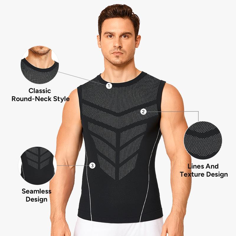 Nebility Mens Seamless Compression Tank Top, Quick-Dry Breathable High-Stretch Athletic Shapewear with Targeted Support for Training & Workouts, Menswear
