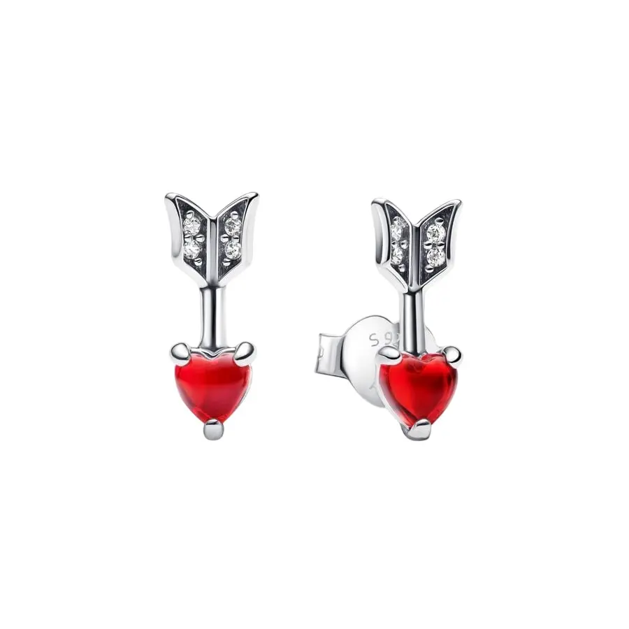 Pandora Arrow & Murano Glass Heart Stud Earrings Sterling silver 293668C01