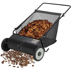 26-Inch Push Lawn Sweeper with 4-Brush System, Heavy-Duty Steel Frame, Height-Adjustable Leaf & Grass Collector, 7 Cu.ft. Mesh Bag, Ideal for Leaves, Grass, Yard & Garden Cleanup