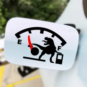 1PC Trendy Fuel Gauge Dinosaur Car Sticker, Automotive Accessories | For Car Bodies, Notebooks, Funny Dinosaur Kicking Fuel Gauge Design, Creative Decor Nail Your Car’s Unique Vibe Easily