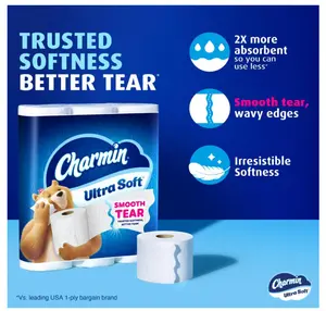 Ultra Soft Toilet Paper, 6 Mega Rolls = 24 Regular Rolls