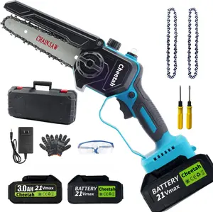 6 Inch Mini Chainsaw Cordless 1 Pack 1500mAh Battery Powered Electric Chain Saw 1500 Ft/s Cutting Speed Lightweight Handheld for Tree Trimming Wood Cutting Gardening