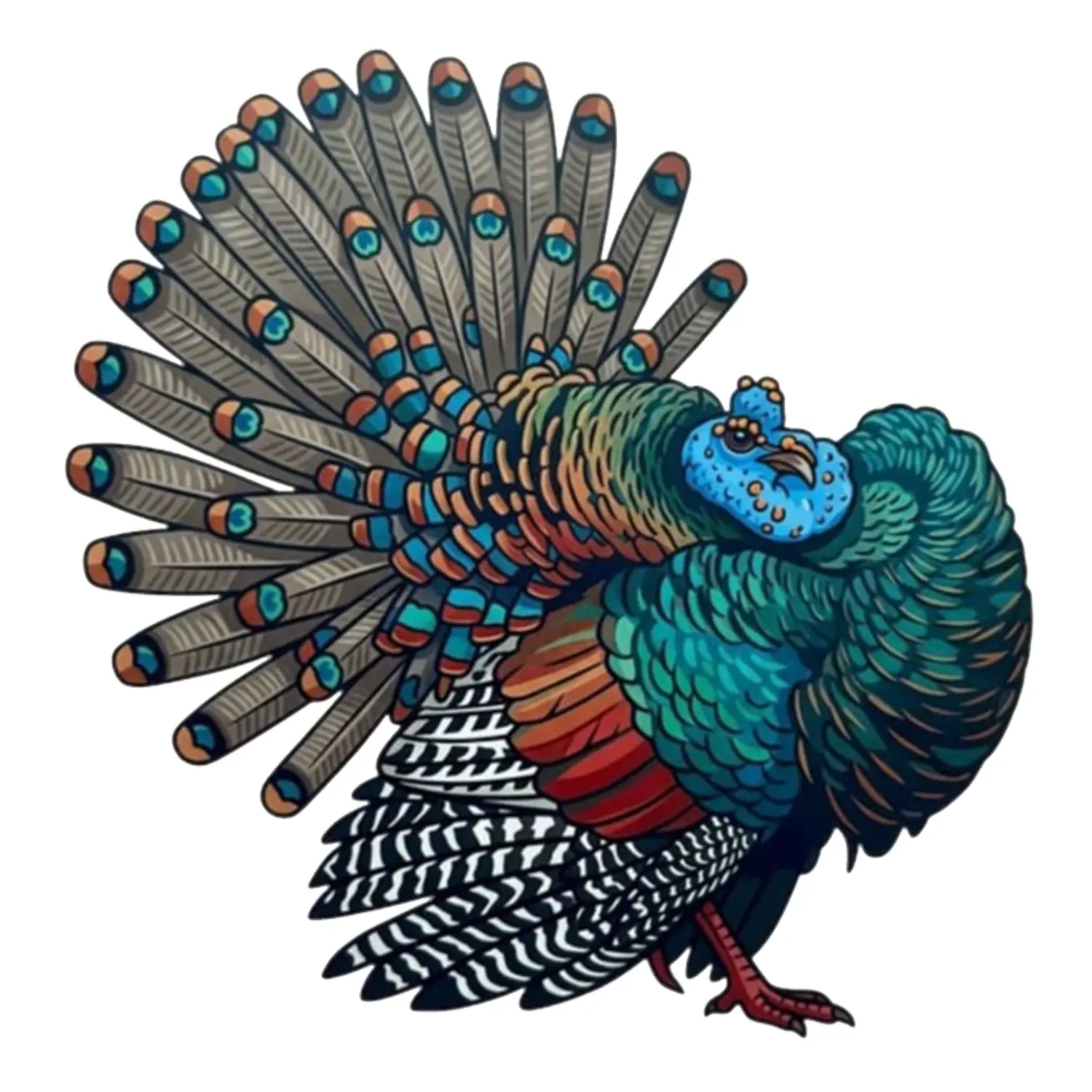 Colorful Wild Turkey Sticker, Detailed Outdoor Bird Art Design, Vinyl Decal For Laptop, Tumbler, Helmet, Car Window, Notebook, Cooler And Gift