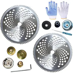2-Set 10" x 80T Carbide Tip Brush Blade with The Adapter Kit for, Trimmer, Weed Eater (2 Different Adapter Kits Totaling 9 Parts)