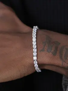 1pc Luxury Sparkling Zircon Bracelet (Unisex) — Hip-Hop Style, Fully Pavé-Set Copper Chain Bangle — Men's Streetwear Accessory & Women's Versatile Fashion Bracelet — An Ideal Holiday or Anniversary Gift for Him