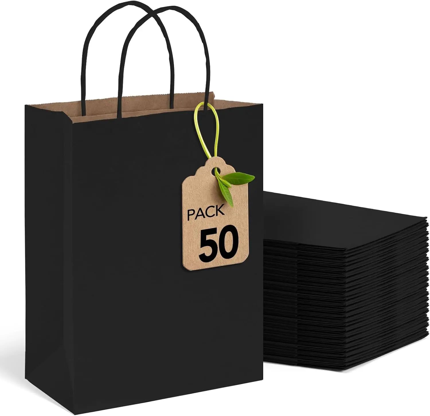 Kraft Paper Gift Bags with Handles, 25/50 Pack Recycled Reusable Shopping Bags Bulk for Craft Wedding Party Favors Retail Grocery Birthday Business Christmas