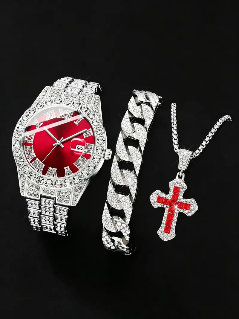 Geneva Crystal Watch + Tennis Bracelet Matching Set 6pcs Watch Jewelry Set, Bling Crystal Geneva Style  main image 3