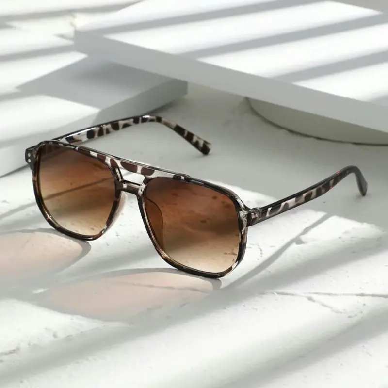 Unisex Vintage Trendy Sunglasses, Retro Outdoor Sports Sunglasses, Fashionable Sunglasses for Men & Women for Everyday Use, Leopard Pattern Sunglasses, Trendy Casual Sunglasses s