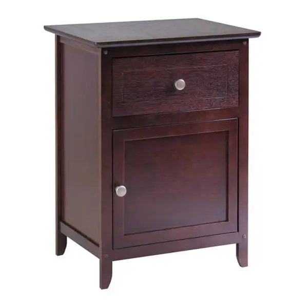 Winsome 94215 Night Stand- Accent Table with Drawer and cabinet for storage- Antique Walnut