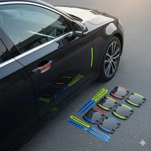 8-Pack Carbon Fiber Door Handle Protective Film, Anti-Scratch Waterproof Reflective Vinyl Wrap, High-Adhesive DIY Car Body Guard for Sedan SUV Truck, Durable Decorative Upgrade