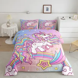 Unicorn Luxury Bedding Set,Unicorn Comforter,Star Rainbow Comforter Set,Cute Unicorn Designer Bedding Sets,Super Soft Comfortable Bedding