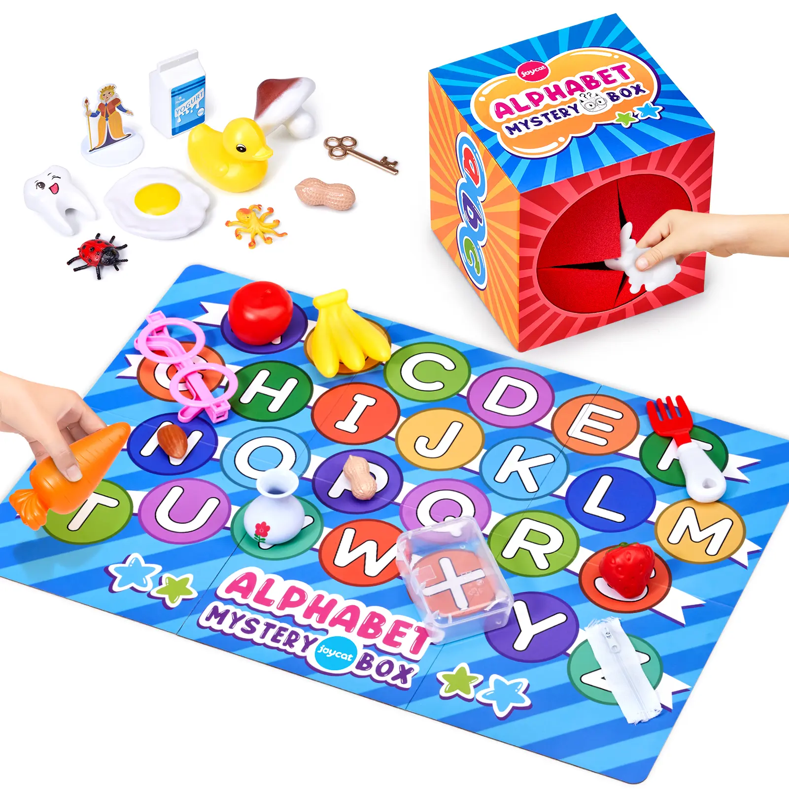 JoyCat Alphabet-Themed Montessori Sensory Play Set - Alphabet-Themed Sensory Box, Preschool Learning Tool with Manual Letter Sorting-Matching Games, Cognitive Abilities Boost, Fine Motor Skills for Toddlers, Children Development Language Kit