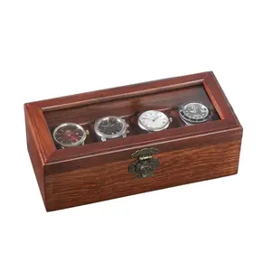 Bimoha 4 Slot Wooden Watch Box for Men - Personalized Storage Box with 4 Slots for Watches, Watch Display Case with Removable Pillows, Gift for Loved Ones, Jewelry Box, Gift Idea ( Style 4 )