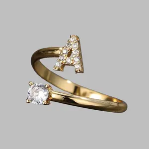 Personalized Adjustable Initial Letter Ring – Elegant Custom Jewelry