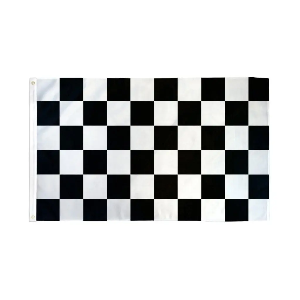Printed Black & White Checkered Flag Banners - 4x6ft Polyester Backdrops for Party Supplies, Home Decor, Print
