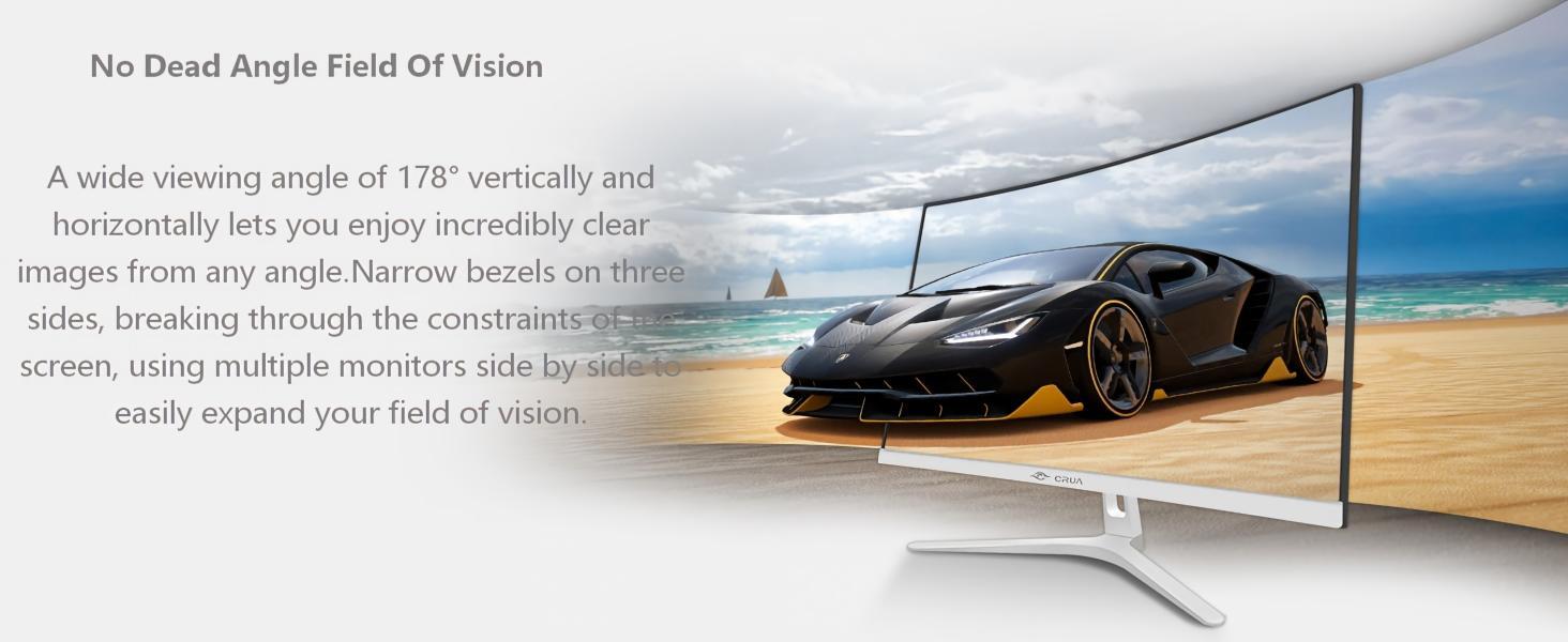 CRUA 27" 1800R Curved Panel Gaming Monitor, FHD 1080P 100Hz Refresh VA Frameless Screen, 120% sRGB, Blue Light Filter, Flicker Free, HDMI 1.4 & VGA, Tilt Stand, 100x100 VESA Wall Mount