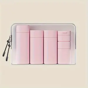 Travel Cosmetic Container Set, Makeup Container, 5 Counts/set Empty Refillable Bottle with Storage Bag, Portable Travel Bottle Set, Skin Care Product for Women