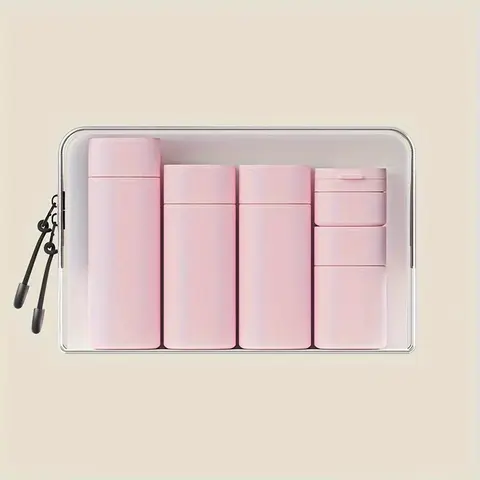 Travel Cosmetic Container Set, 5 Counts/set Empty Refillable Bottle with Storage Bag, Portable Travel Bottle Set, Skin Care Product for Women, Cosmetics Accessories