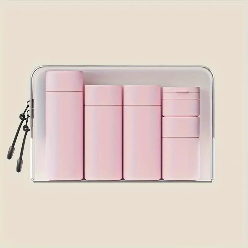 Travel Cosmetic Container Set, 5 Counts/set Empty Refillable Bottle with Storage Bag, Portable Travel Bottle Set, Skin Care Product for Women, Cosmetics Accessories