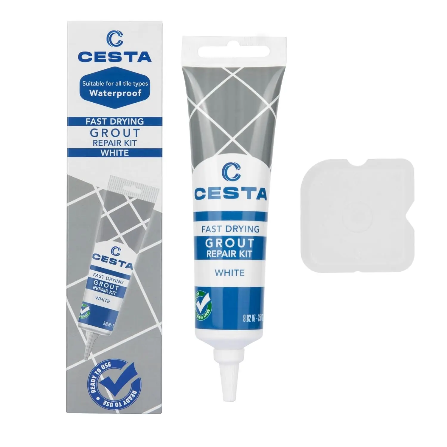 Grout Repair Kit – Squeeze Tube, Fast Drying, Waterproof Tile Grout Paint to Restore & Renew Tile Joints Line for Bathroom, Kitchen, Shower & Floor Tile (White, 8.8 oz)