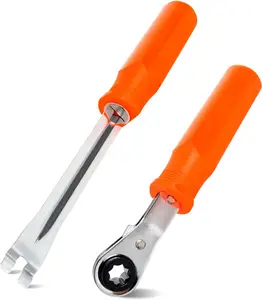 2PCS Automatic Slack Adjuster Tools, 5/16'' Double Square Ratcheting Wrench & Fork End Release Tool, Brake Adjustment Tool for Semi Truck, Heavy Duty Truck,Trailers