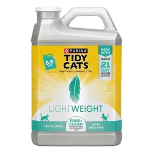 Tidy Cats LightWeight Clumping Cat Litter, Unscented, Low Dust, 24/ 7 Odor Control, 8.5 lb. Jug
