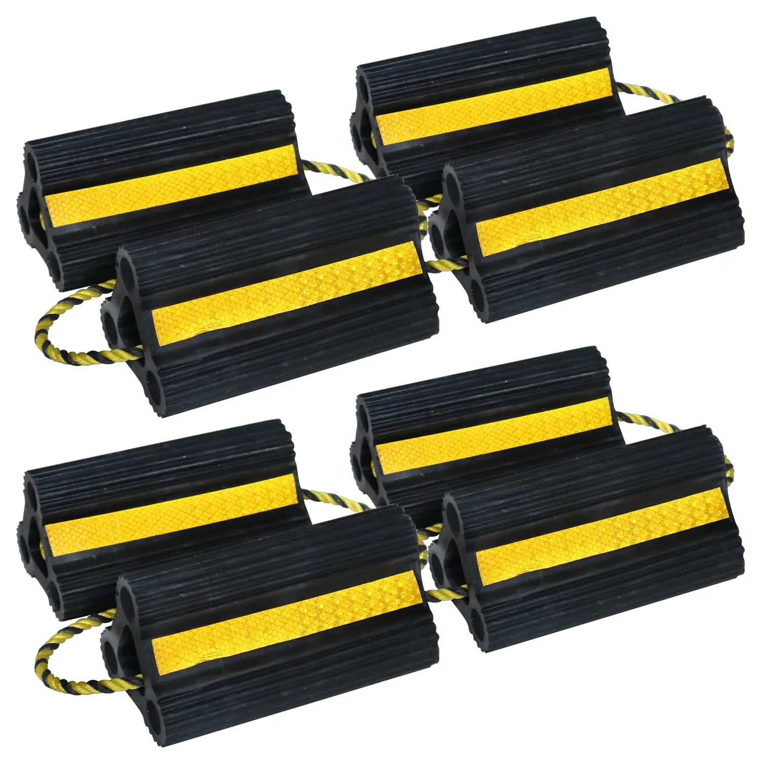 Heavy-Duty RV Wheel Chocks - 8 Pack (4 Pairs) 8.2 Inch, Upgrade Rubber Wheel Immobilizers with Rope for Camper, Travel Trailer, Truck, Car | Easy to Use & Carry Tire Chocks