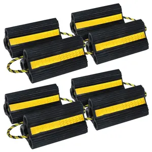 Heavy-Duty RV Wheel Chocks - 8 Pack (4 Pairs) 8.2 Inch, Upgrade Rubber Wheel Immobilizers with Rope for Camper, Travel Trailer, Truck, Car | Easy to Use & Carry Tire Chocks
