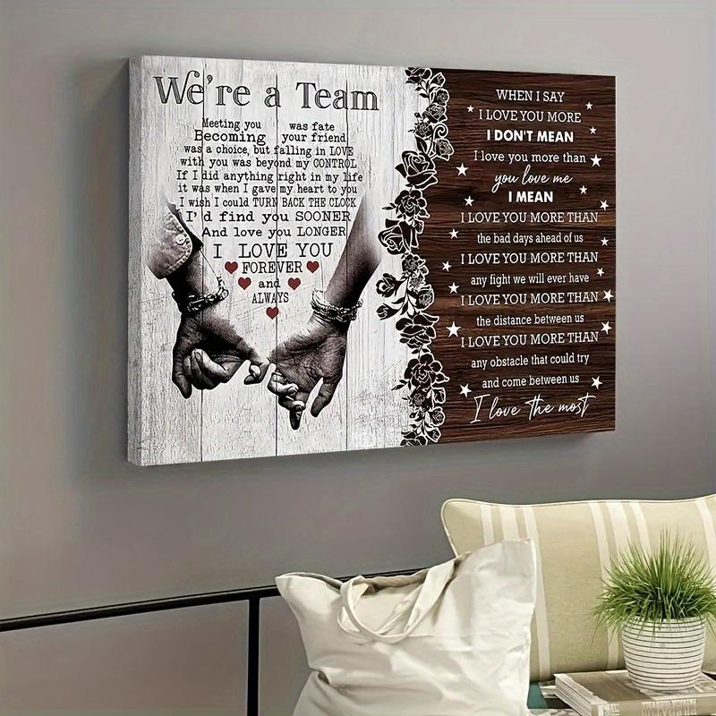1pcs 30x40cm (11.81x15.75in) Wooden With Frame Couple Canvas, I Love You Couple Gift, Meeting You Was Fate Canvas, Gift For Lover Birthday Anniversary Couple Lover Canvas Decor Ornaments