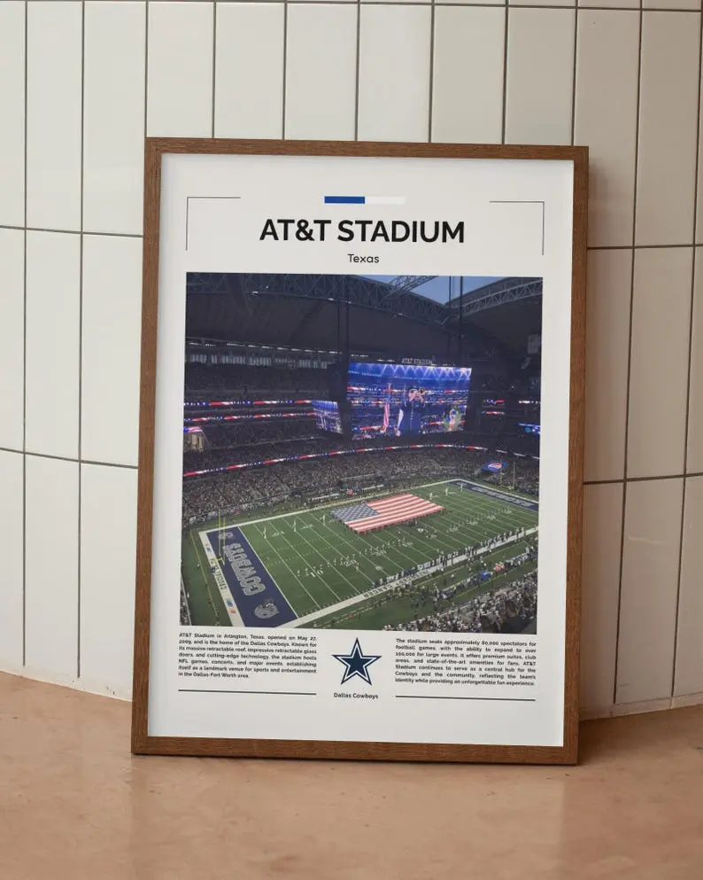 [Unframed] AT&T Stadium Poster, Dallas Cowboys Wall Art, Cowboys Print, NFL Poster, NFL Wall Art, Gift For Football Fans, Stadium Art