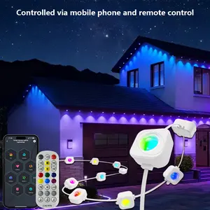 300ft RGB Eaves LED Lights Permanent Outdoor Lights String APP Bluetooth Light Strip Scene Modes Full House Party Wedding Light