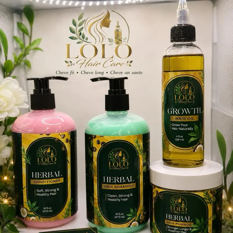 LOLO Hair Care Herbal Hair Care Family Set | Shampoo, Conditioner, Hair Oil & Hair Pomade