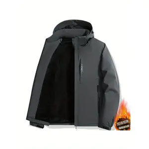 Bmuvlss Men'S Thermal Hooded Jacket - Lightweight Cold Weather Coat with Front Zipper Closure, Hooded Collar - Black Windproof Outerwear for Hiking, Camping, Everyday Winter Wear - Non-Stretch Fabric Construction, Camping Essentials, Casual Outerwear, Dur