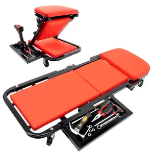 40 Inch Folding Mechanical Repair Scooter with Large Side Tool Tray - 360° Swivel Casters - Heavy Duty 450LBS Z-Type Rolling Auto Scooter #MechanicalRepairScooter #FoldingScooter #HeavyDutyScooter #AutoRepairTool #360SwivelCasters #450LBS #RepairScooter